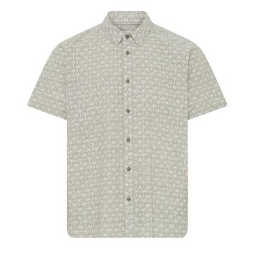 Blend Mens Big Size Linen Mix Palm Tree Print Short Sleeve Shirt