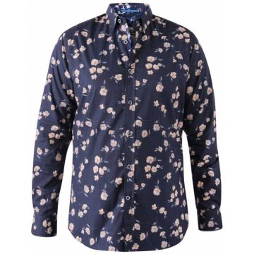 Duke Mens Big Size Rooksey Flower Print Cotton Casual Long Sleeve Shirt