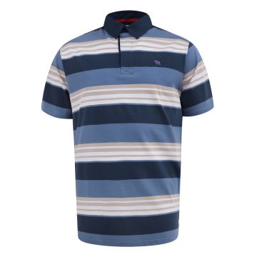 D555 Mens Big Size Stripe Short Sleeve Rugby Polo