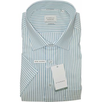 Eterna Mens Big Size Comfort Fit Stripe Short Sleeve Shirt