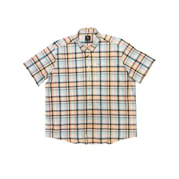 Kings Road Mens Big Size Multi Check Cotton Casual Short Sleeve Shirt With Breast Pocket