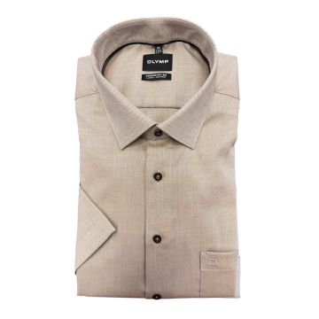 Olymp Mens Big Size Textured Comfort Fit Non Iron Egyptian Cotton Formal Short Sleeve Shirt