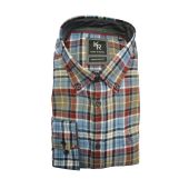 Kings Road Mens Big Size Brushed Cotton Check Casual Long Sleeve Shirt