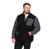 D555 Mens Big Size 1/4 Zip Neck Bonded Fleece Sweatshirt With Kangaroo and Chest Pockets