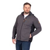 D555 Mens Big Size Detachable Hood Bonded Fleece Zip Through Hoody With Cut And Sew Panels