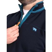 D555 Navy 1/4 Zip Neck Sweatshirt With Bear Chest Embroidery