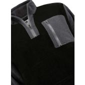 D555 Mens Big Size 1/4 Zip Neck Bonded Fleece Sweatshirt With Kangaroo and Chest Pockets