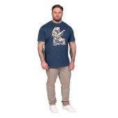 D555 Mens Big Size Bear With Electric Guitar Printed Crew Neck T-Shirt
