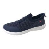 D555 Mens Big Size Navy Kingsize Hands Free Knitted Shoes Faux Laces