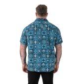 D555 Mens Big Size Printed Cuban Collar Resort Short Sleeve Shirt