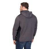 D555 Mens Big Size Detachable Hood Bonded Fleece Zip Through Hoody With Cut And Sew Panels