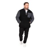 D555 Mens Big Size 1/4 Zip Neck Bonded Fleece Sweatshirt With Kangaroo and Chest Pockets