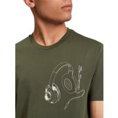 Ben Sherman Mens Big Size Earphone Print Crew Neck T Shirt