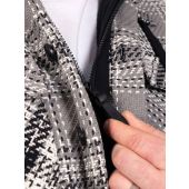 D555 Mens Big Size Long Sleeve Grey Check Shacket Hooded Overshirt With Chest and side Pockets