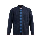 D555 Mens Big Size Fine Fleece Lined Cable Front And Zip Front Cardigan