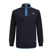 D555 Navy 1/4 Zip Neck Sweatshirt With Bear Chest Embroidery