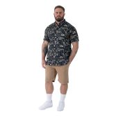 D555 Mens Big Size Geometric Print Short Sleeve Button Down Collar Shirt