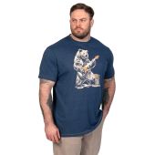 D555 Mens Big Size Bear With Electric Guitar Printed Crew Neck T-Shirt