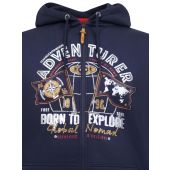 D555 Mens Big Size Adventurer Printed Zip Through Hoody