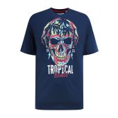 D555 Mens Big Size Tropical Beats Print Crew Neck T Shirt
