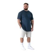 D555 Mens Big Size Waffle Stripe Cotton Crew Neck T Shirt