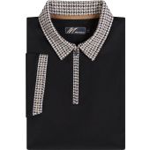Mish Mash Mens Big Size Fashion Zip Polo With Dogtooth Contrast Collar And Cuff