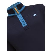 D555 Navy 1/4 Zip Neck Sweatshirt With Bear Chest Embroidery