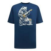 D555 Mens Big Size Bear With Electric Guitar Printed Crew Neck T-Shirt