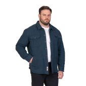 D555 Mens Big Size Long Sleeve Navy Herringbone Shacket Overshirt With Chest and Side Pockets