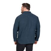 D555 Mens Big Size Long Sleeve Navy Herringbone Shacket Overshirt With Chest and Side Pockets