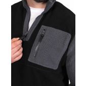 D555 Mens Big Size 1/4 Zip Neck Bonded Fleece Sweatshirt With Kangaroo and Chest Pockets