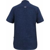 D555 Mens Big Size Linen Mix Mini Check Button Down Collar Casual Short Sleeve Shirt With Breast Pocket