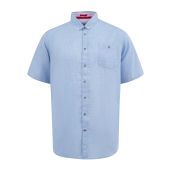 D555 Mens Big Size Linen Mix Short Sleeve Shirt With Button Down Collar and Pocket