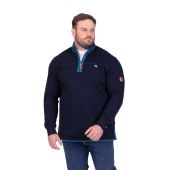 D555 Navy 1/4 Zip Neck Sweatshirt With Bear Chest Embroidery