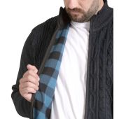 D555 Mens Big Size Fine Fleece Lined Cable Front And Zip Front Cardigan