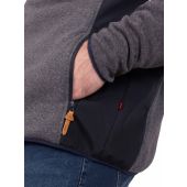 D555 Mens Big Size Detachable Hood Bonded Fleece Zip Through Hoody With Cut And Sew Panels