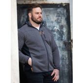 D555 Mens Big Size Detachable Hood Bonded Fleece Zip Through Hoody With Cut And Sew Panels