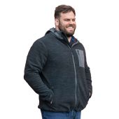 D555 Mens Big Size Micro Fleece Hooded Zip Through Hoody With Polyester Hood and Pocket