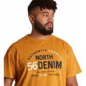 North 56 Denim Mens Big Size Logo Print Crew Neck Cotton T Shirt