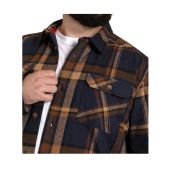 D555 Mens Big Size Brush Cotton Check Overshirt