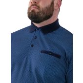 D555 Mens Big Size All Over Print With Contrast Collar And Cuff Short Sleeve Polo With Chest Pocket