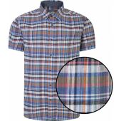 Peter Gribby Mens Big Size Linen Mix Check Casual Short Sleeve Shirt
