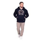 D555 Mens Big Size Adventurer Printed Zip Through Hoody