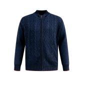 D555 Mens Big Size Fine Fleece Lined Cable Front And Zip Front Cardigan