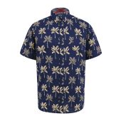 D555 Mens Big Size Flower Print Short Sleeve Button Down Collar Shirt With Pocket
