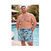 Espionage Mens Big Size Greek Villa Print Swim Short