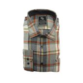 Kings Road Mens Big Size Brushed Cotton Check Casual Long Sleeve Shirt