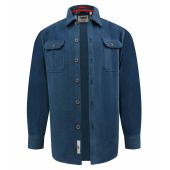 D555 Mens Big Size Long Sleeve Navy Herringbone Shacket Overshirt With Chest and Side Pockets