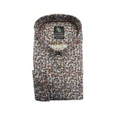Kings Road Mens Big Size Square Pattern Print Casual Long Sleeve Shirt