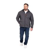 D555 Mens Big Size Detachable Hood Bonded Fleece Zip Through Hoody With Cut And Sew Panels